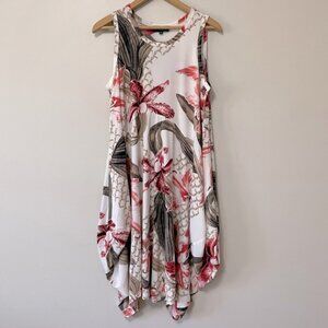 New Red Coral White Sleeveless Bubble Tunic Dress Size XL bin 1D